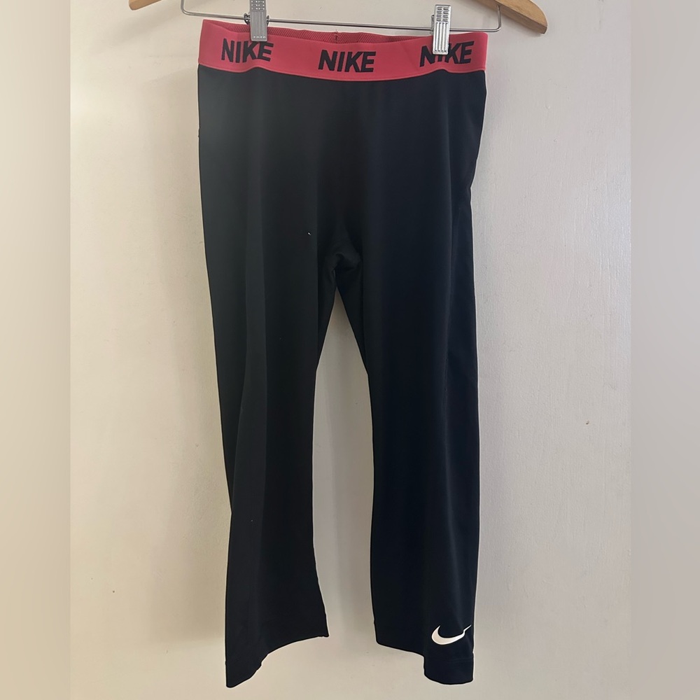 Nike Black Leggings with Pink Waistband